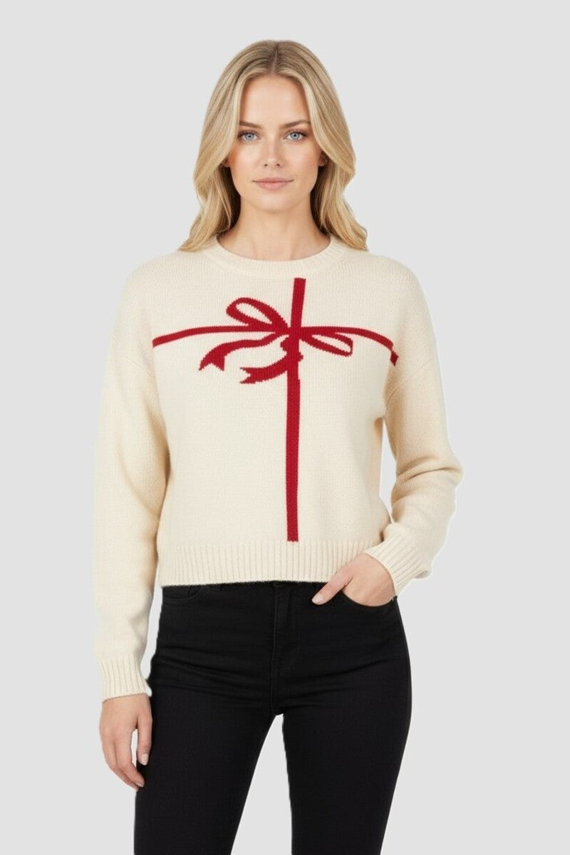 Gift Bow Crew Neck Sweater