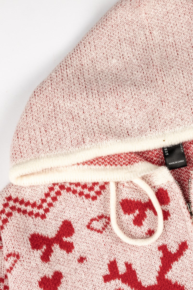 Reindeer Zip-Up Hoodie Sweater