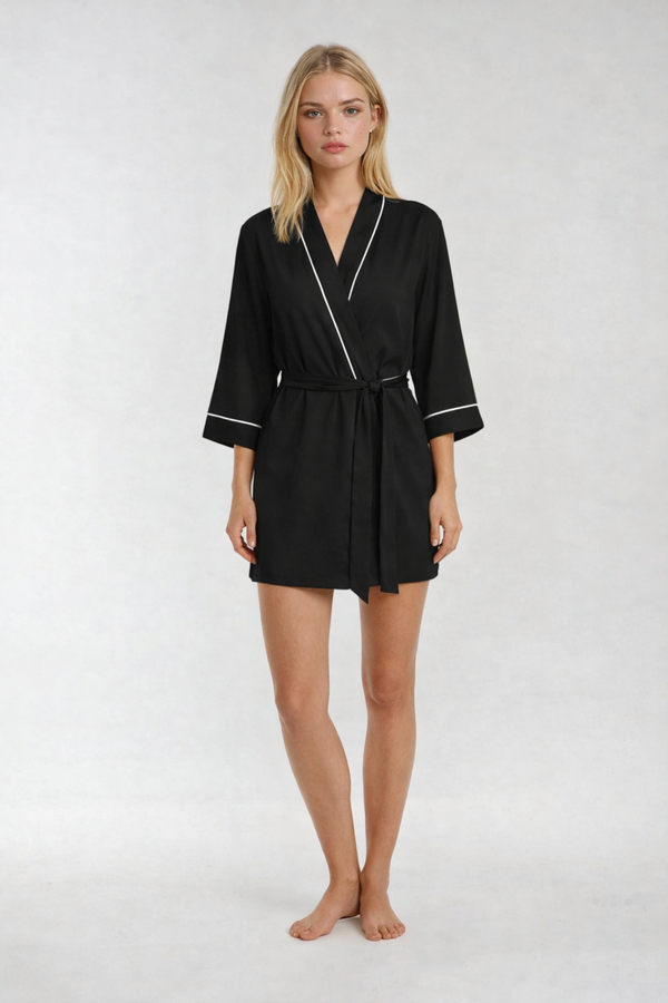 Piped-Trim Modal Robe