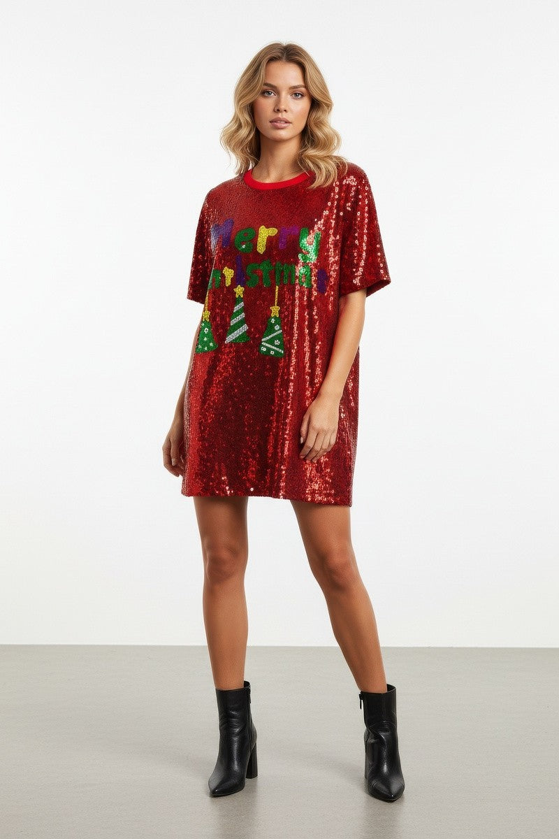 Merry Christmas Sequin Mini Dress