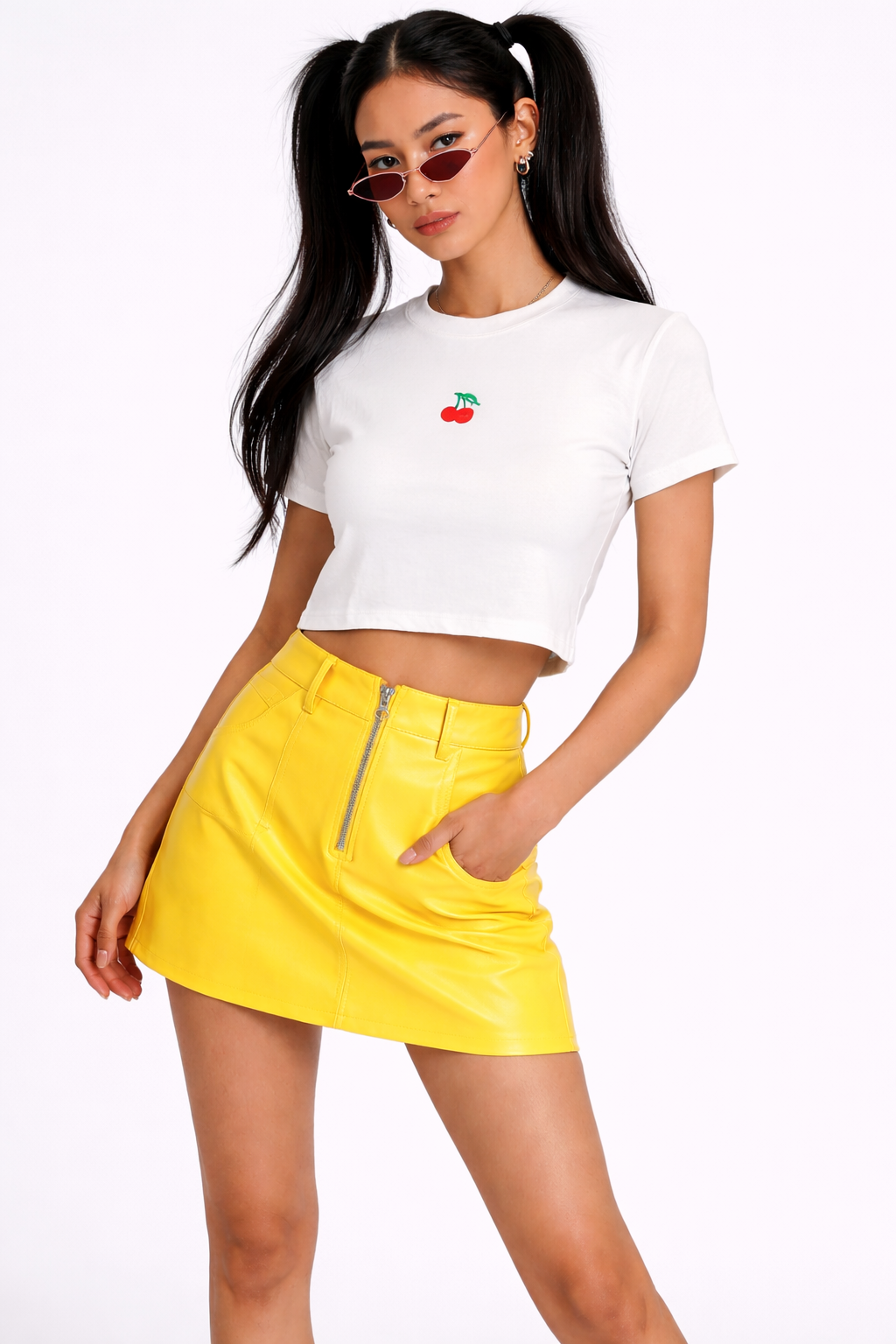 Embroidered Cherry Cropped Tee Embroidered Cherry Cropped Tee