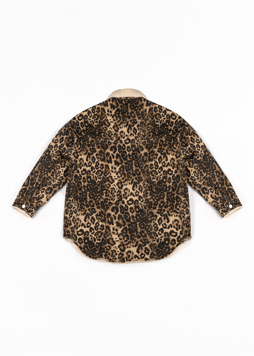 Leopard Print Faux Shearling Shacket