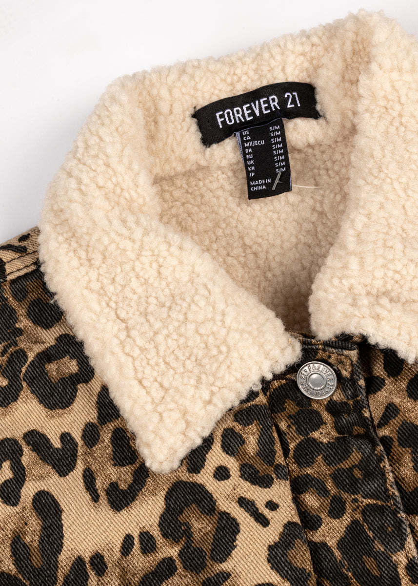 Leopard Print Faux Shearling Shacket