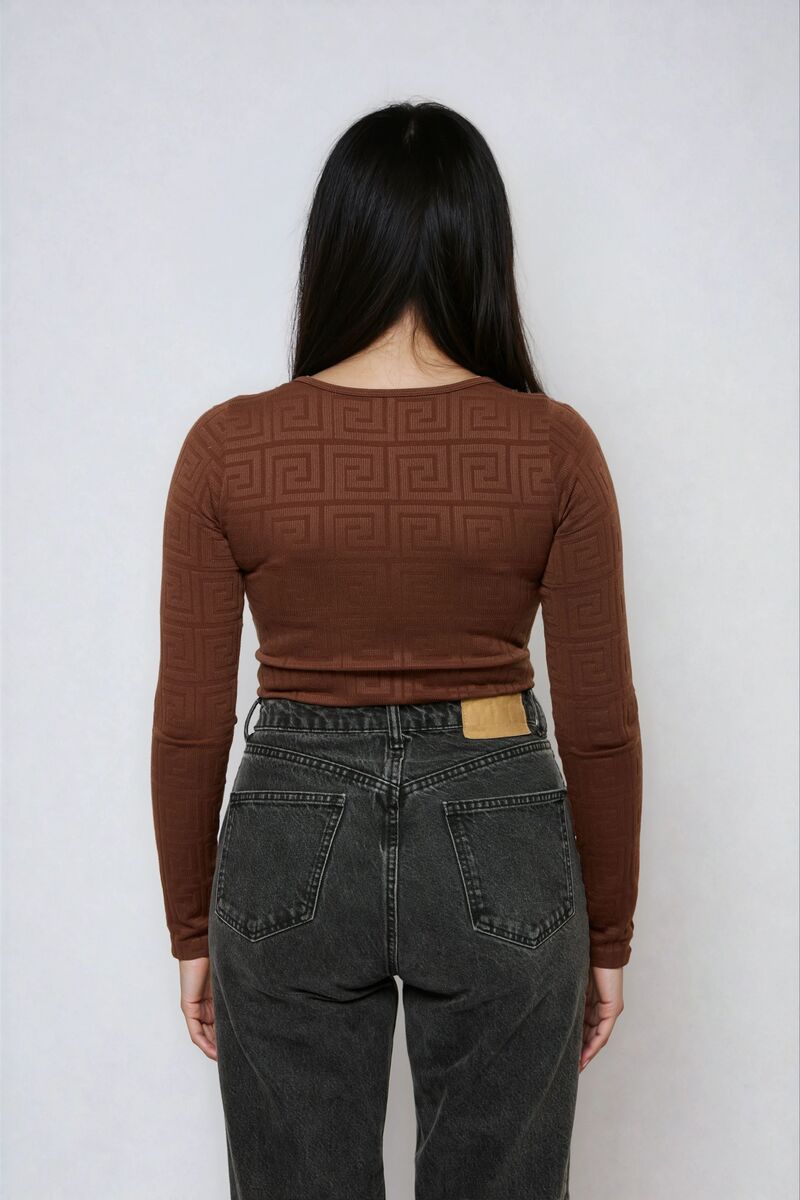 Seamless Jacquard Long Sleeve Bodysuit