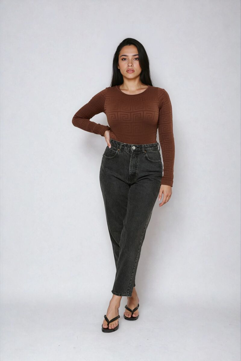 Seamless Jacquard Long Sleeve Bodysuit