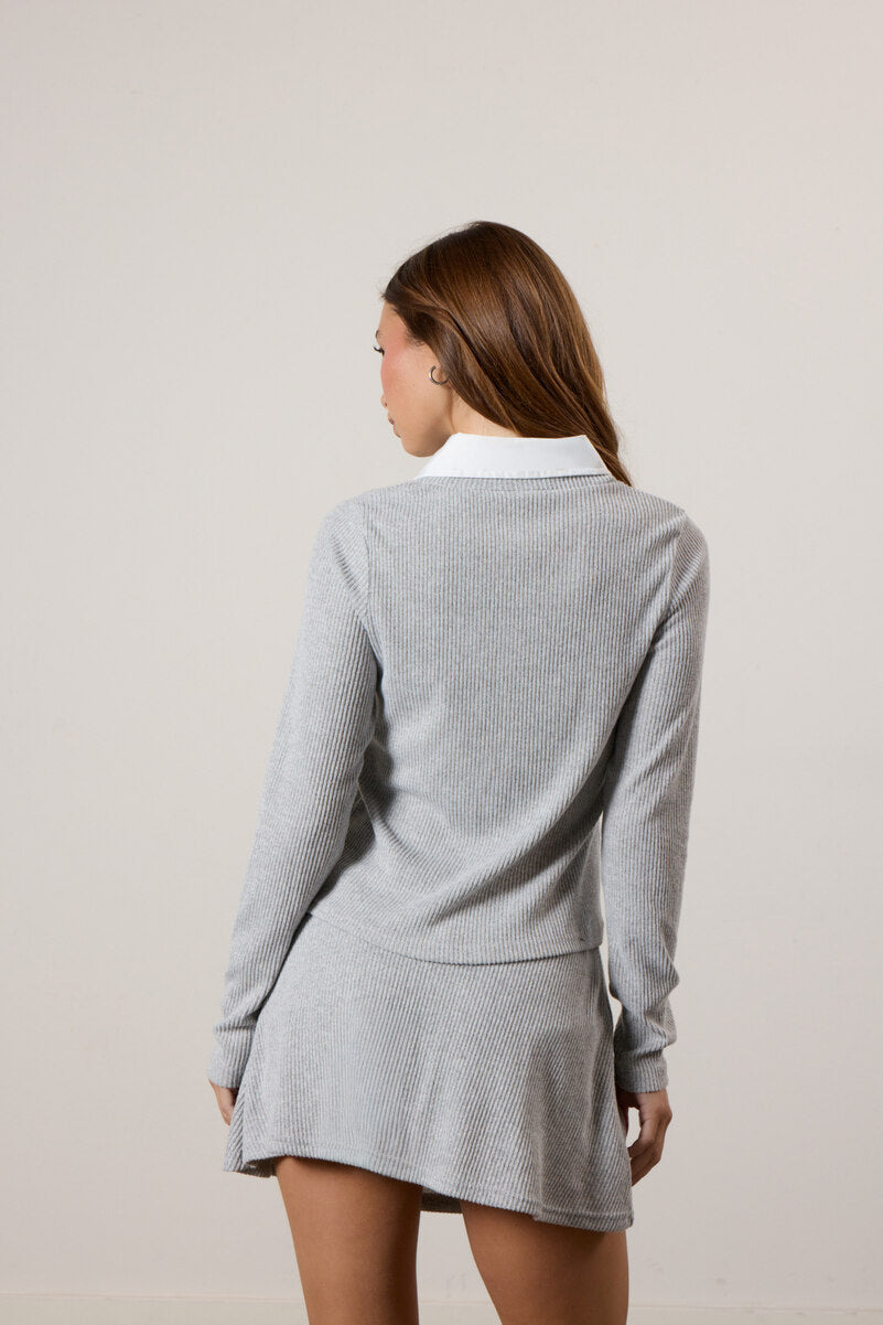 Ribbed Mini Skirt Set