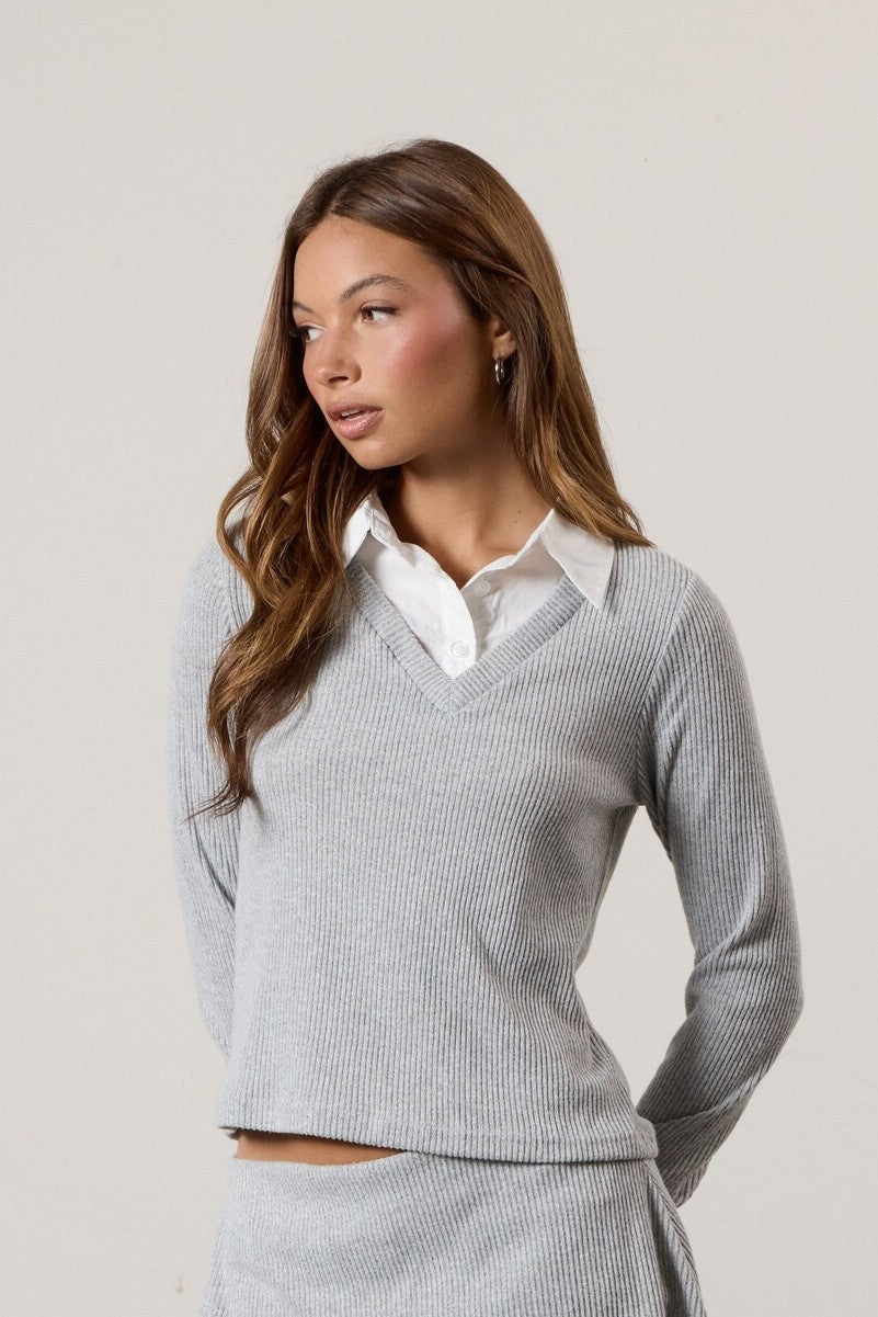 Ribbed Mini Skirt Set