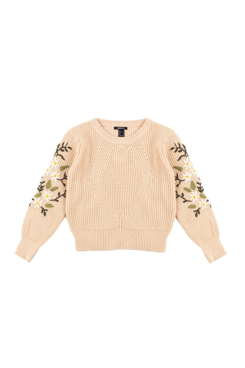 Floral Embroidered Knit Sweater