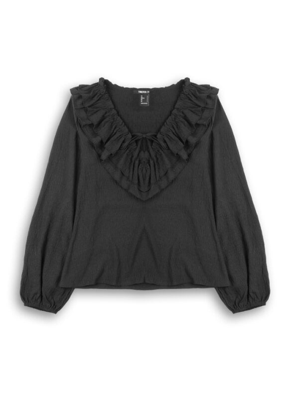 Tie Front Ruffle Blouse
