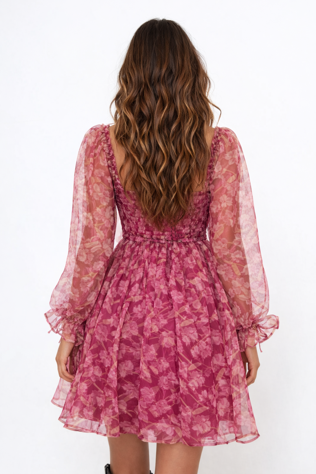Floral Print Organza Mini Dress