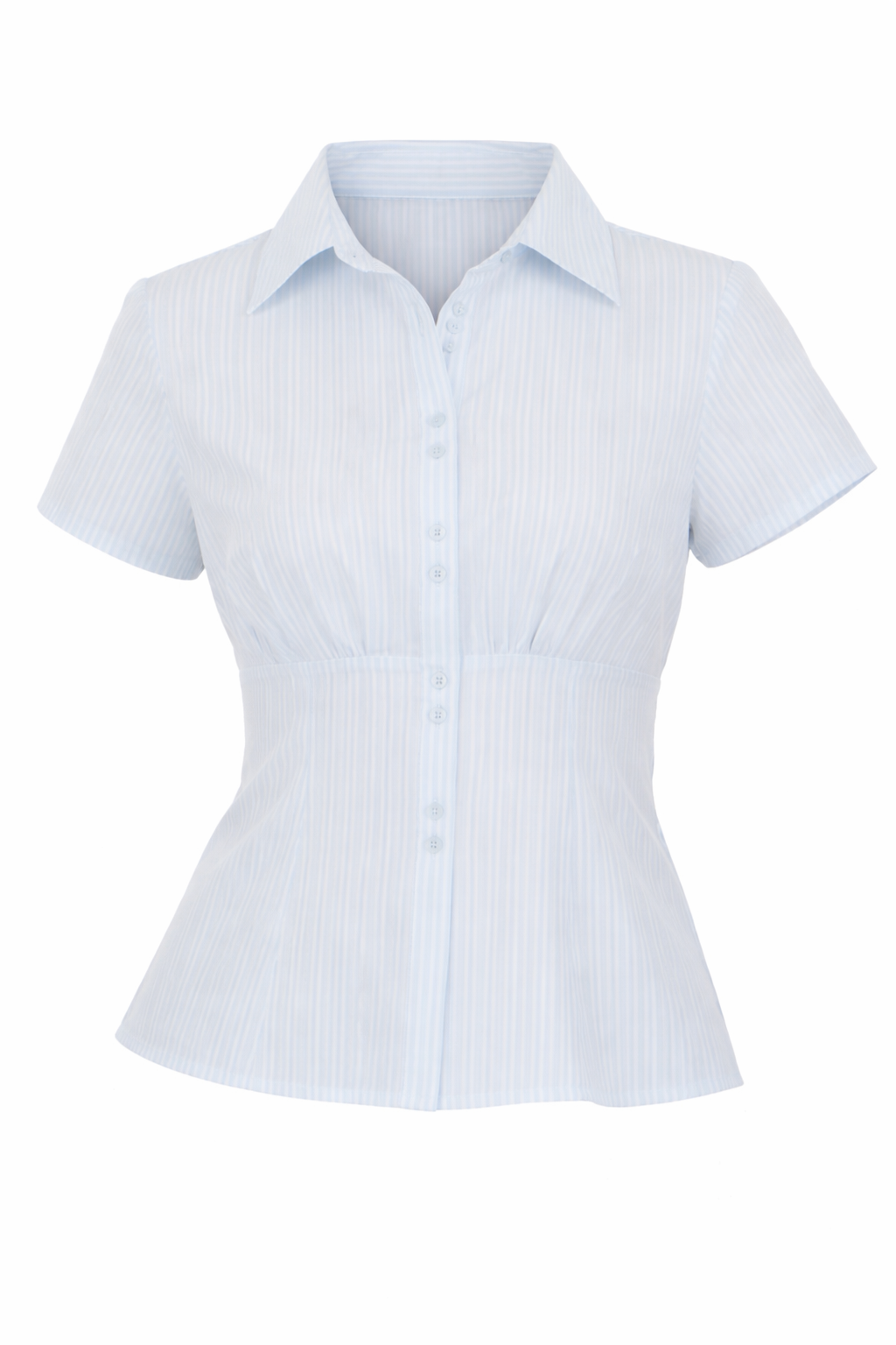 Fitted Short Sleeve Striped Blouse Fitted Short Sleeve Striped Blouse - Image 5