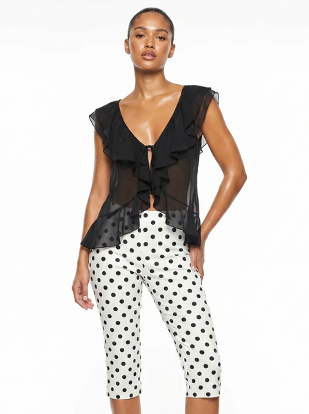 Sheer Ruffled Tank Top