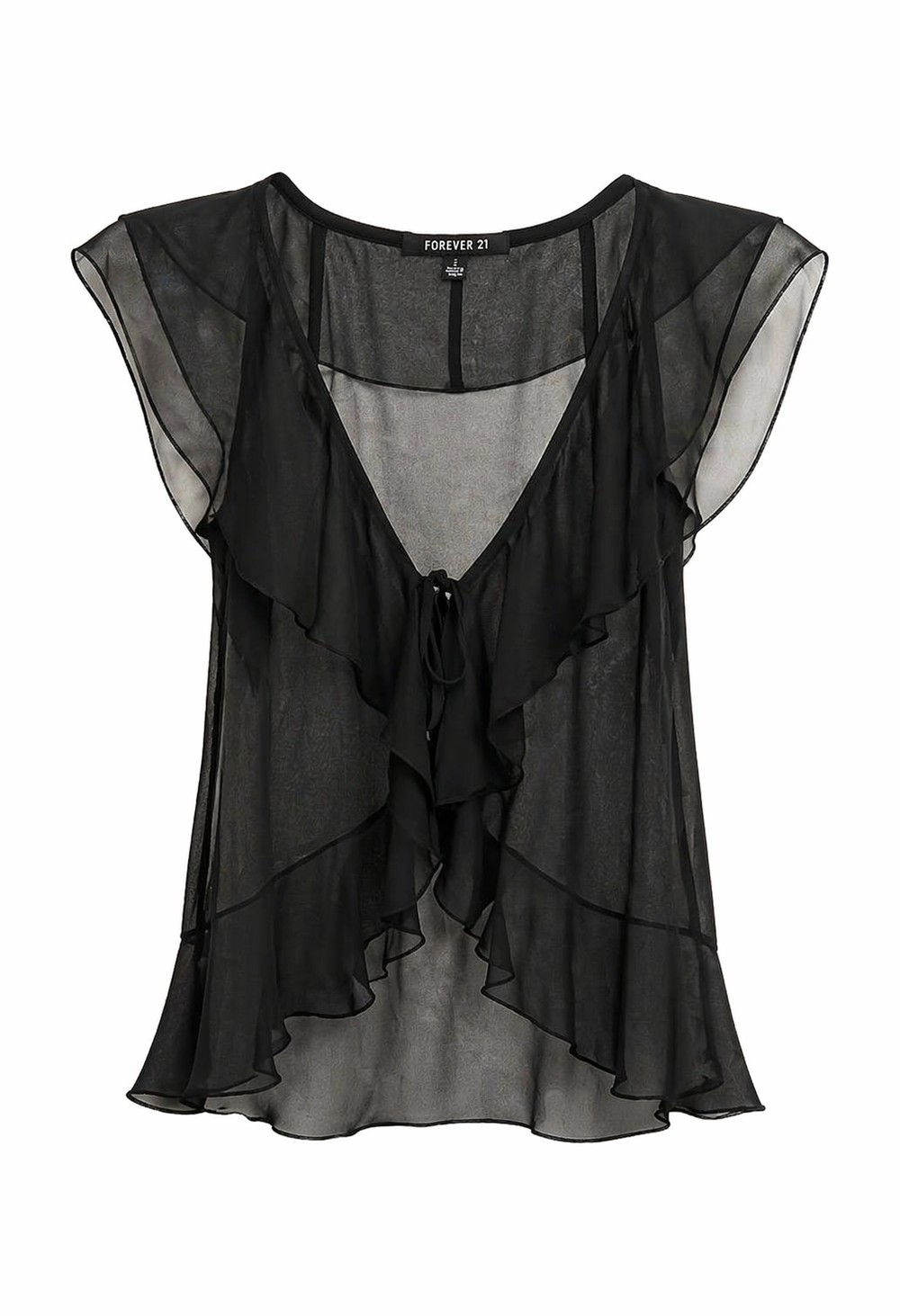 Sheer Ruffled Tank Top