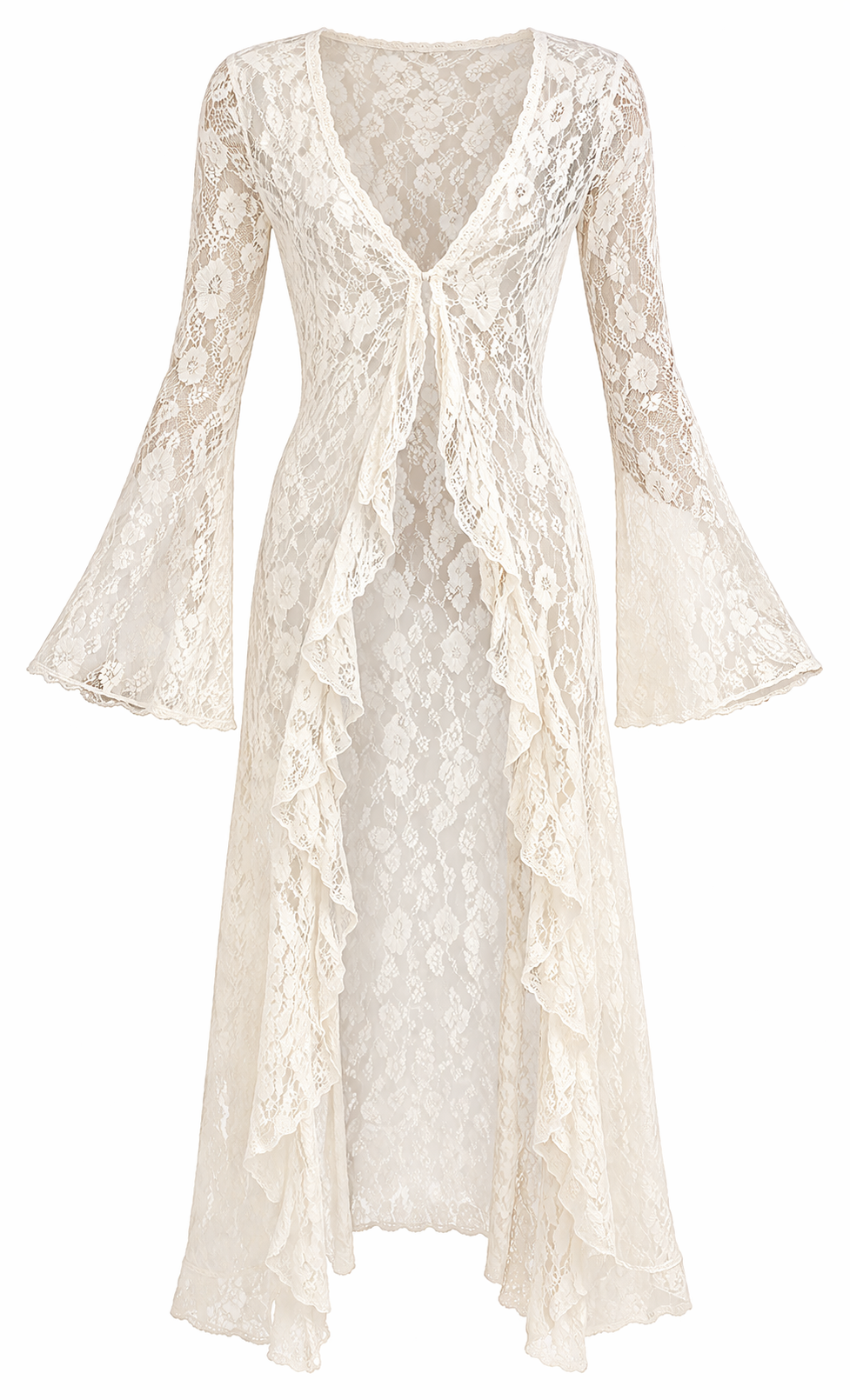 RUFFLED LACE CARDIGAN IVORY / M RUFFLED LACE CARDIGAN IVORY / M