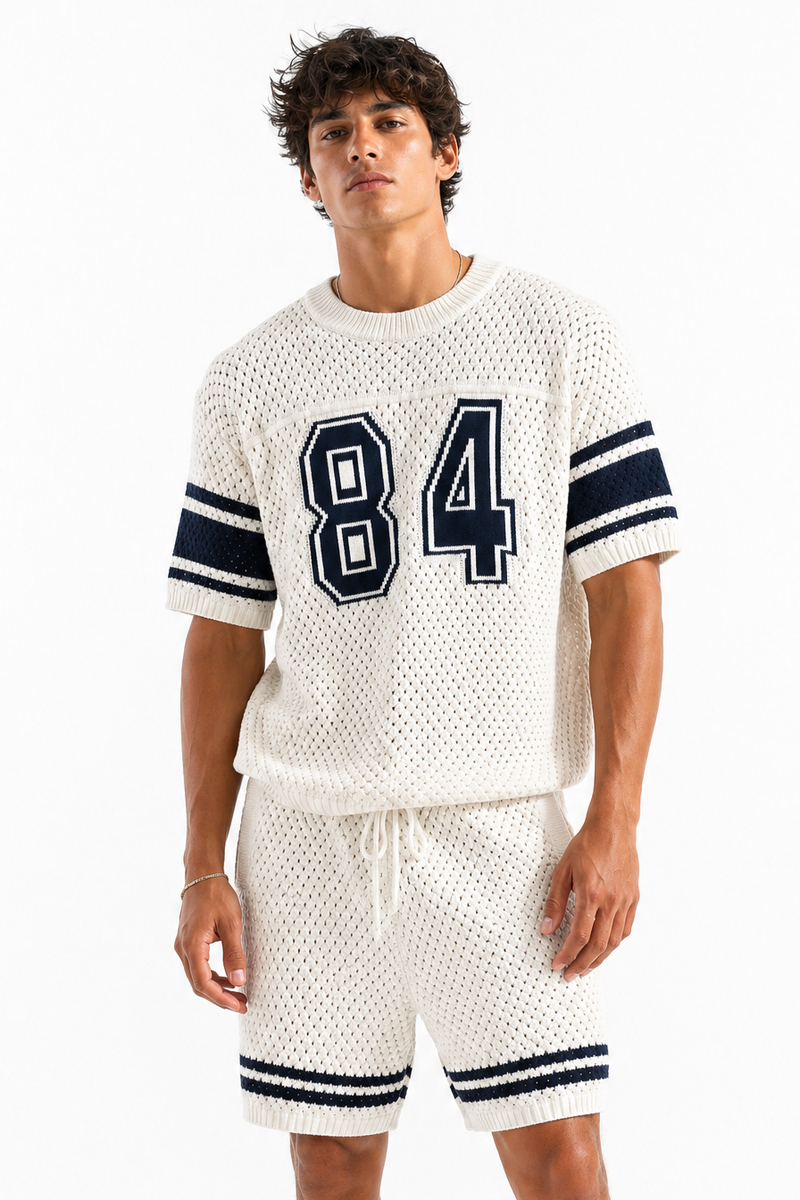 CROCHET KNIT GRAPHIC T-SHIRT
