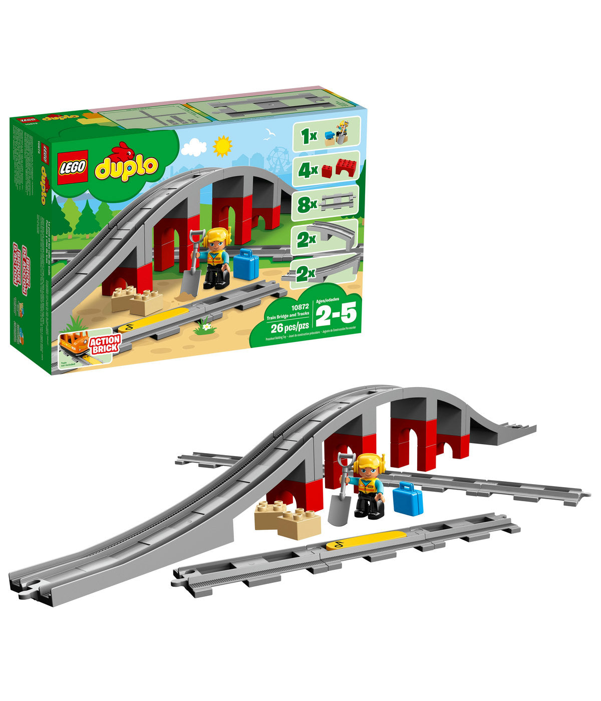 LEGO DUPLO Train Bridge and Tracks 10872 Building Blocks (26 Piece)