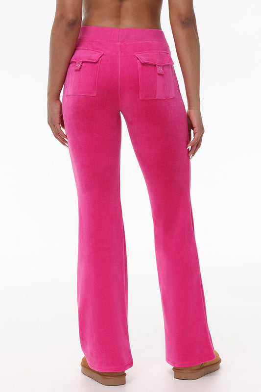 Hollywood Scottie Snap Pocket Cotton Velour Track Pants - Juicy Couture