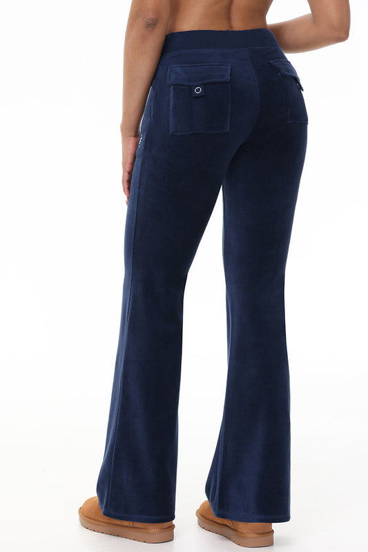 Hollywood Snap Pocket Cotton Velour Track Pants  - Juicy Couture