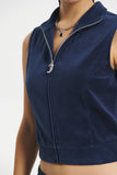 Mockneck Cotton Velour Zip-Up Vest - Juicy Couture