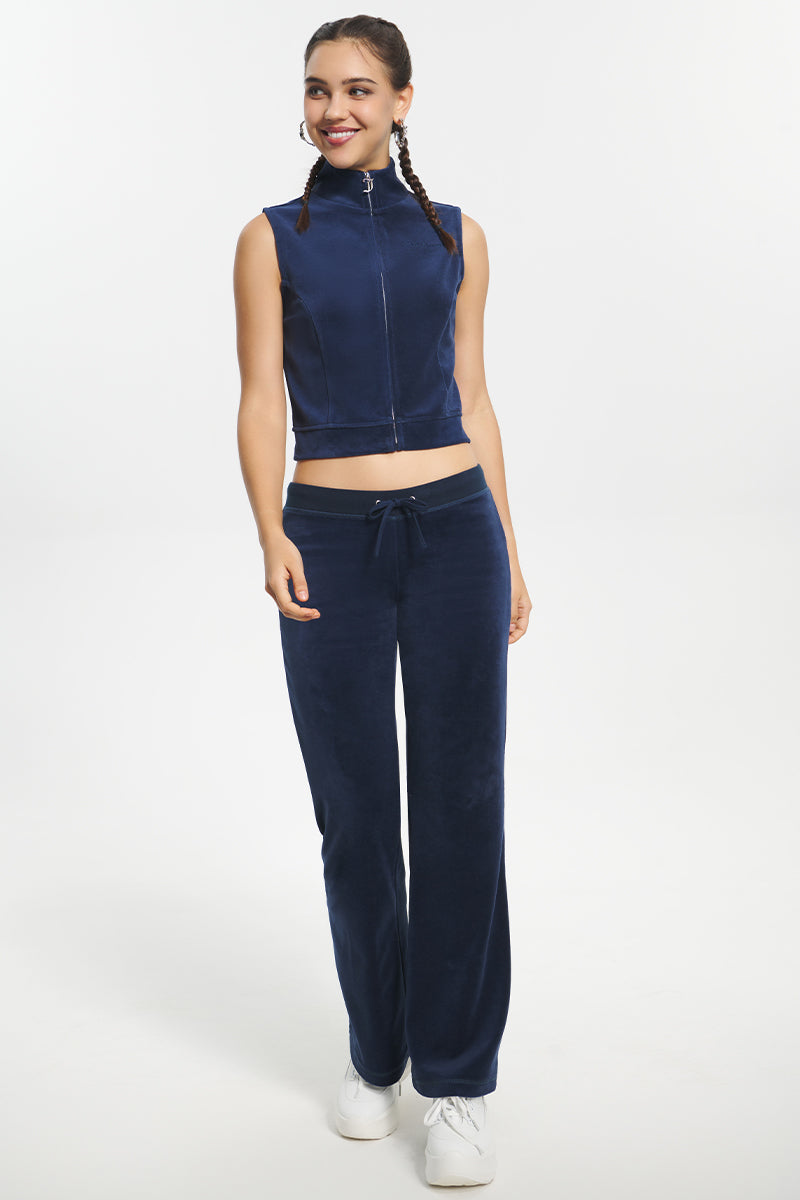 Mockneck Cotton Velour Zip-Up Vest - Juicy Couture
