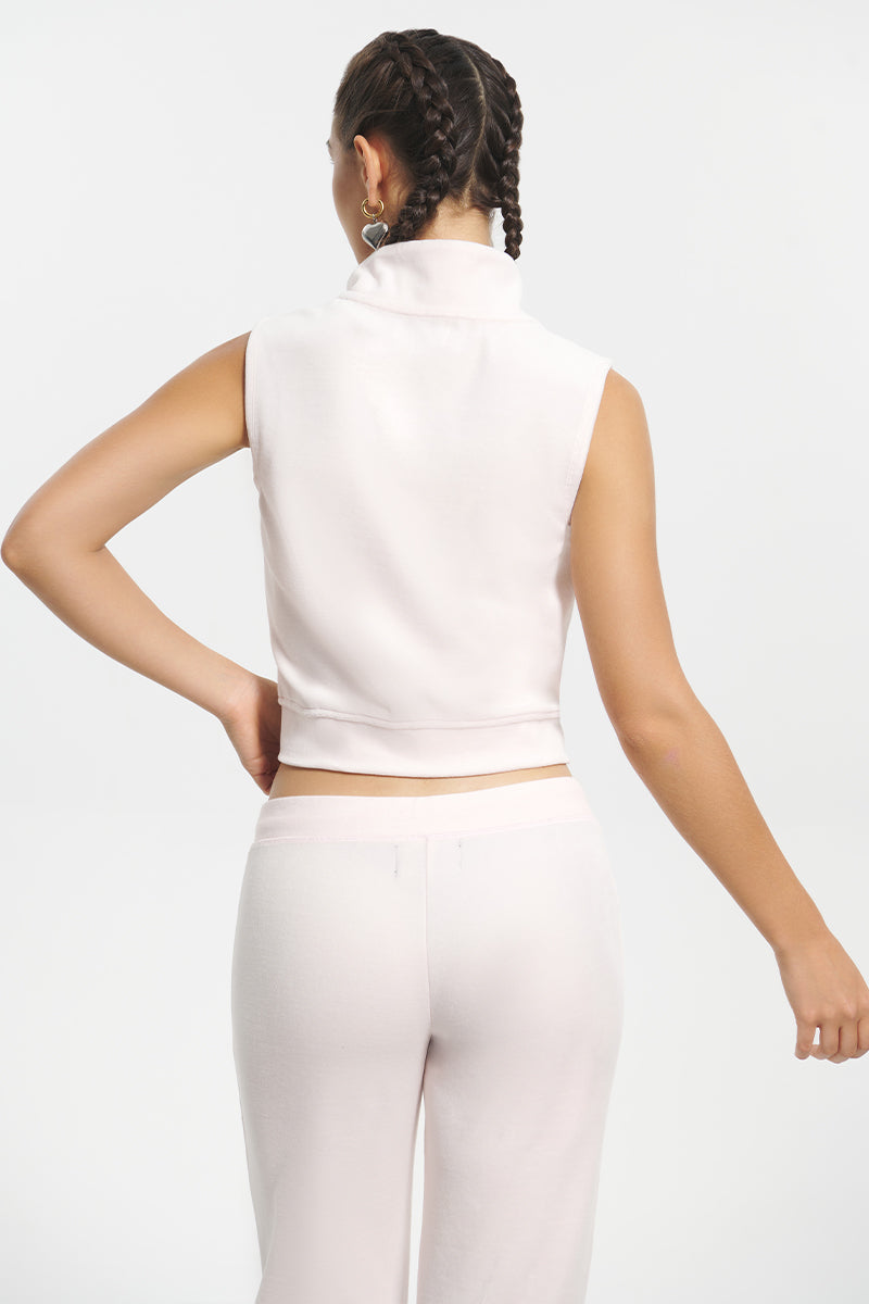 Mockneck Cotton Velour Zip-Up Vest - Juicy Couture