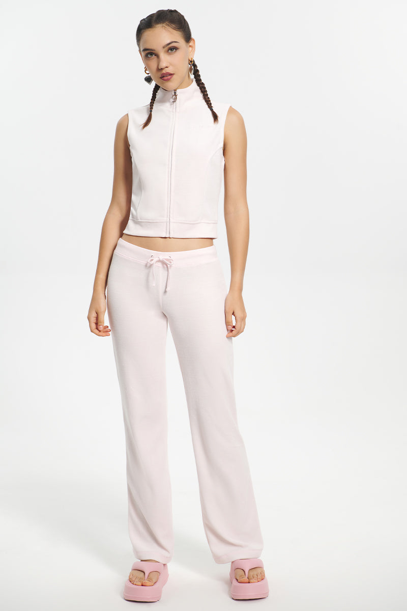 Mockneck Cotton Velour Zip-Up Vest - Juicy Couture