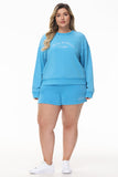 Plus-Size French Terry Embroidered Shorts