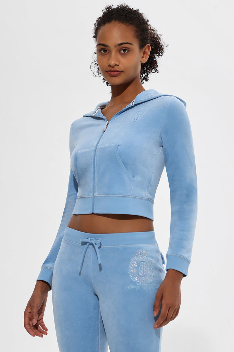 Crown Heritage Cotton Velour Hoodie - Juicy Couture