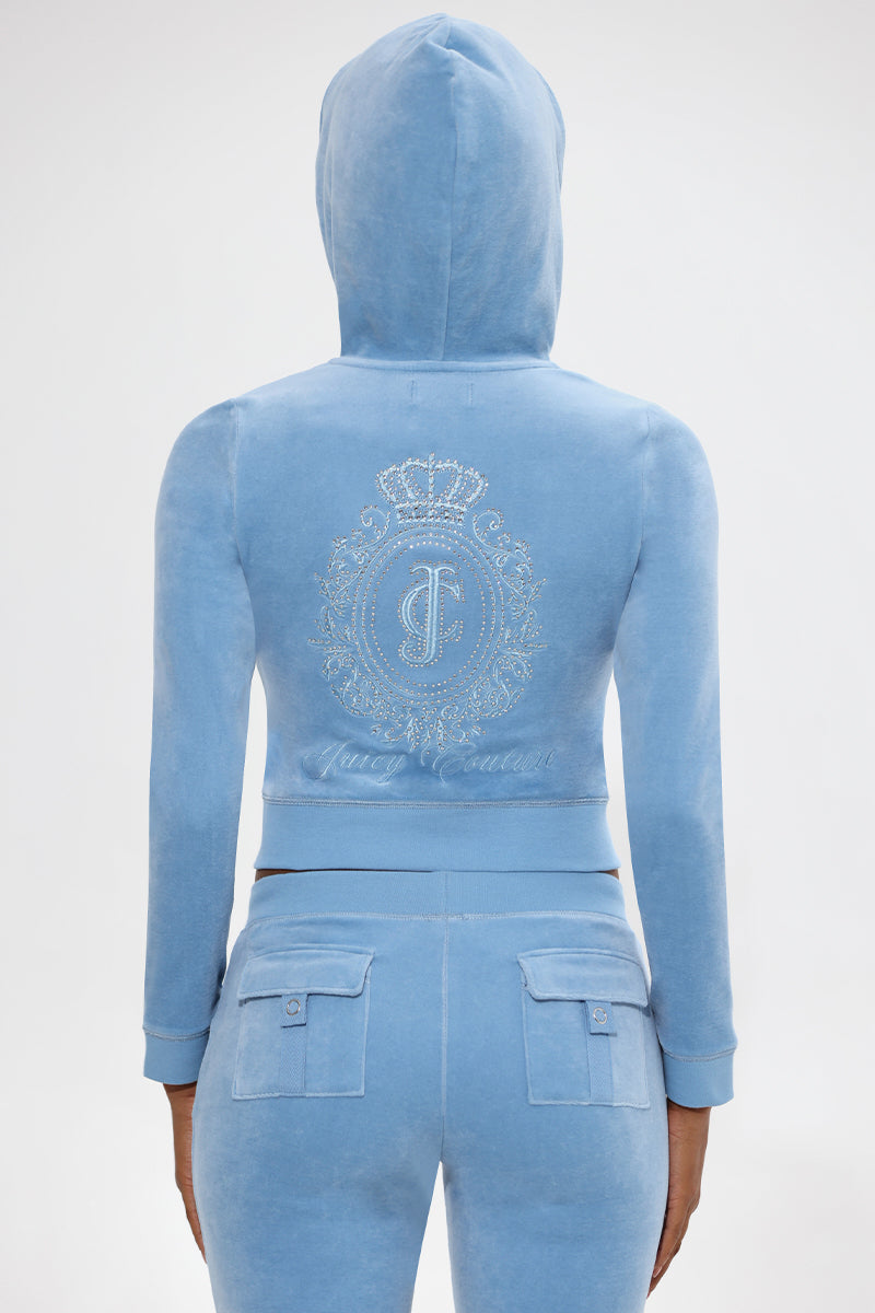 Crown Heritage Cotton Velour Hoodie - Juicy Couture