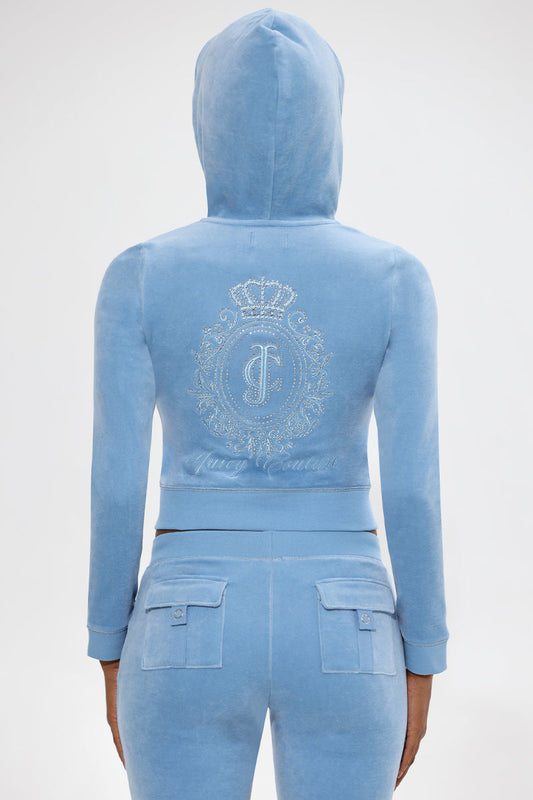 Crown Heritage Cotton Velour Hoodie - Juicy Couture