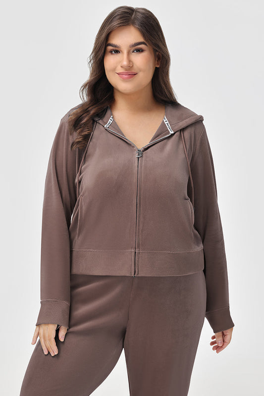 Plus-Size OG Big Bling Velour Hoodie - Juicy Couture