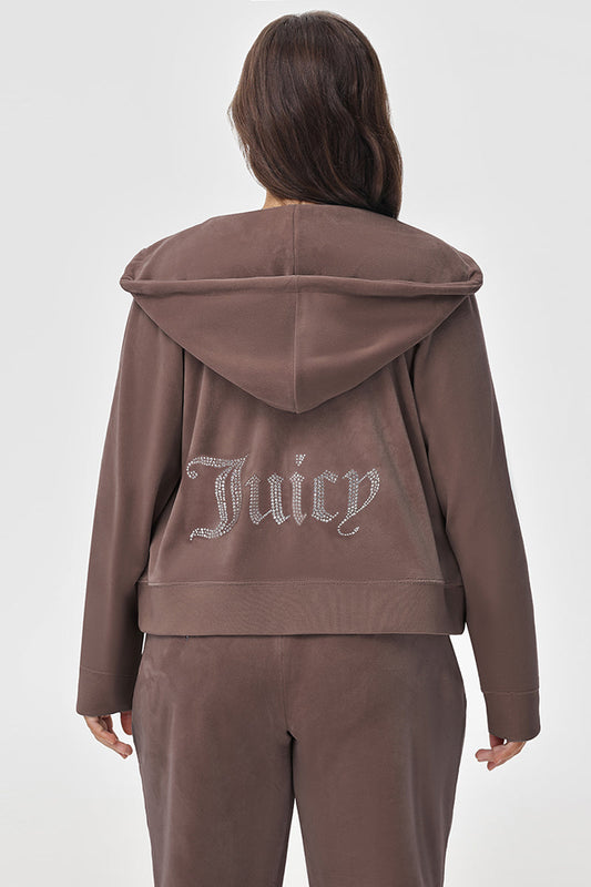 Plus-Size OG Big Bling Velour Hoodie - Juicy Couture