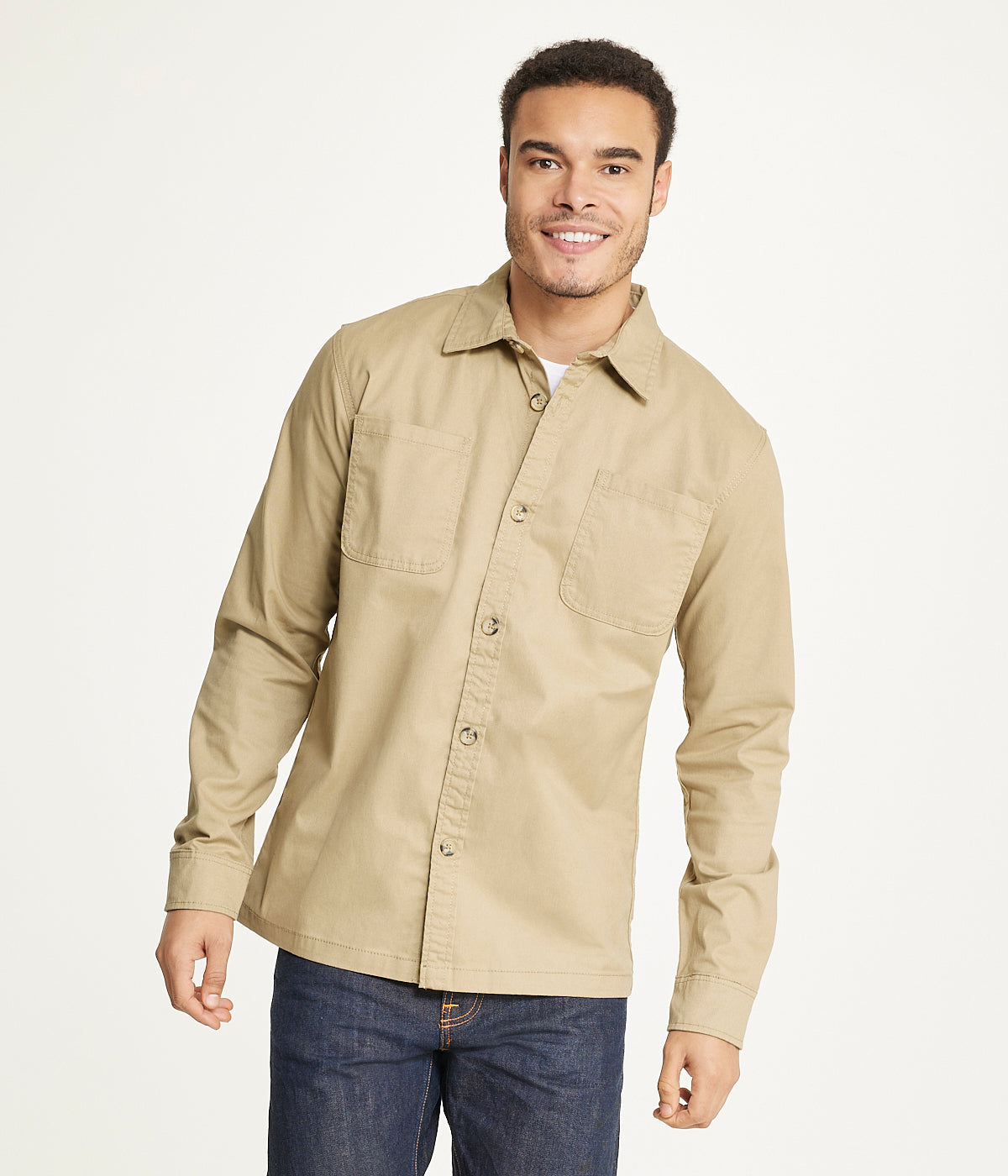 Men’s Long Sleeve Shirt Jacket Stretch Twill
