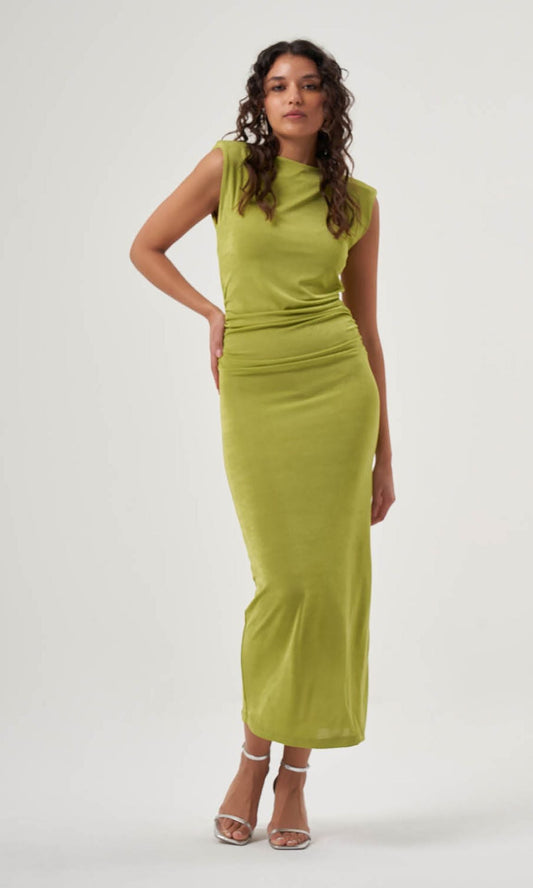 Mzl Sleeveless Gathered Dress Green Apparel