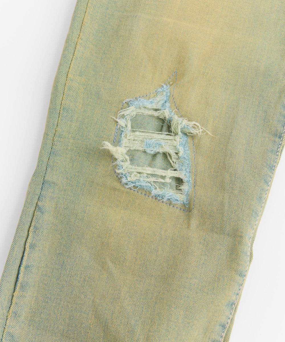 Men's Skinny Repaired Denim Pants - Vintage Blue