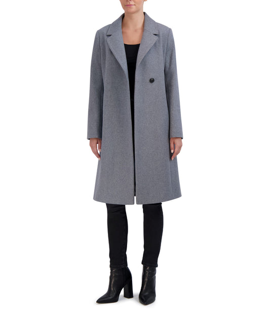 Asymmetrical Wool Blend Coat Light Grey