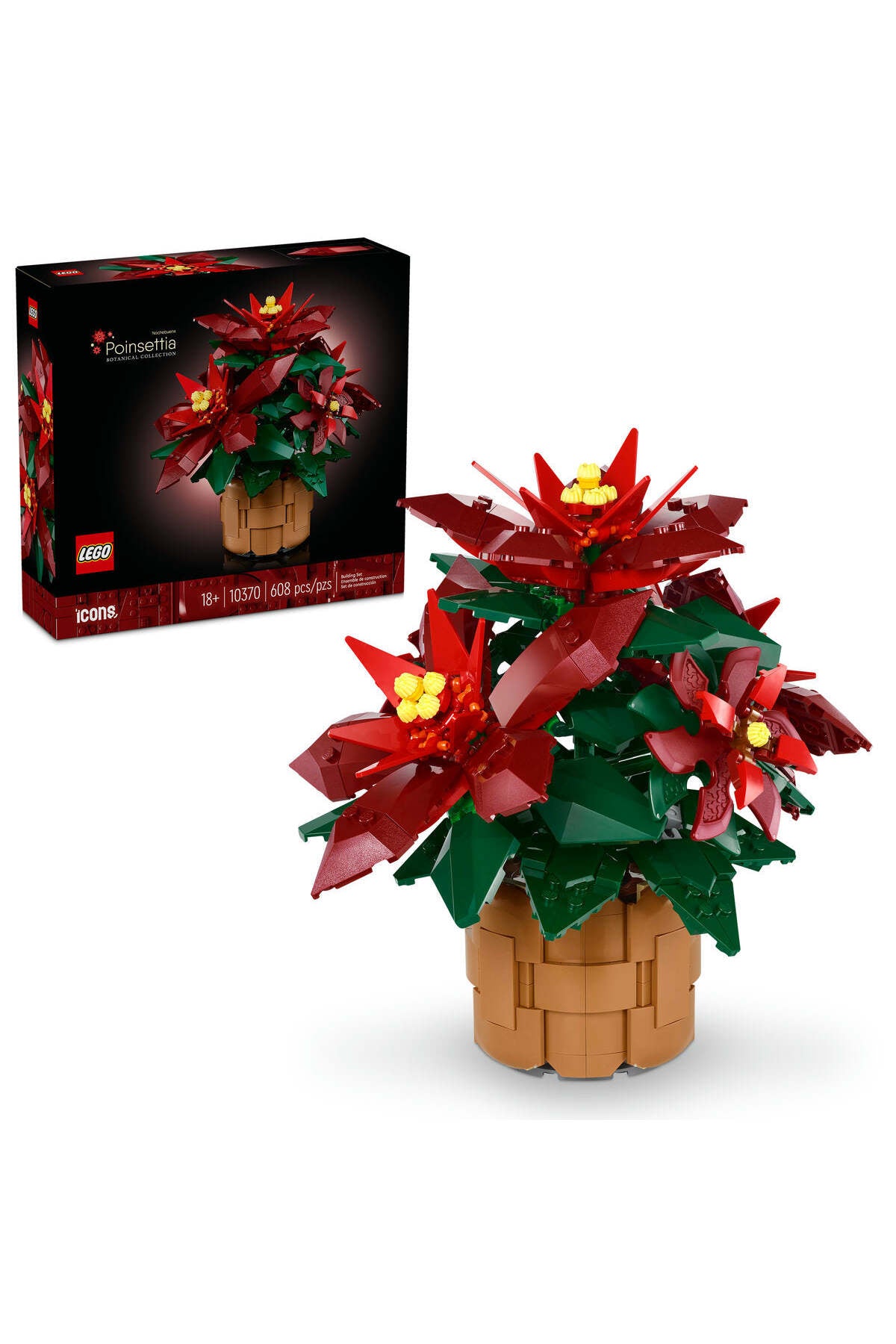 LEGO® Icons Poinsettia Plant Decor Building Set 10370