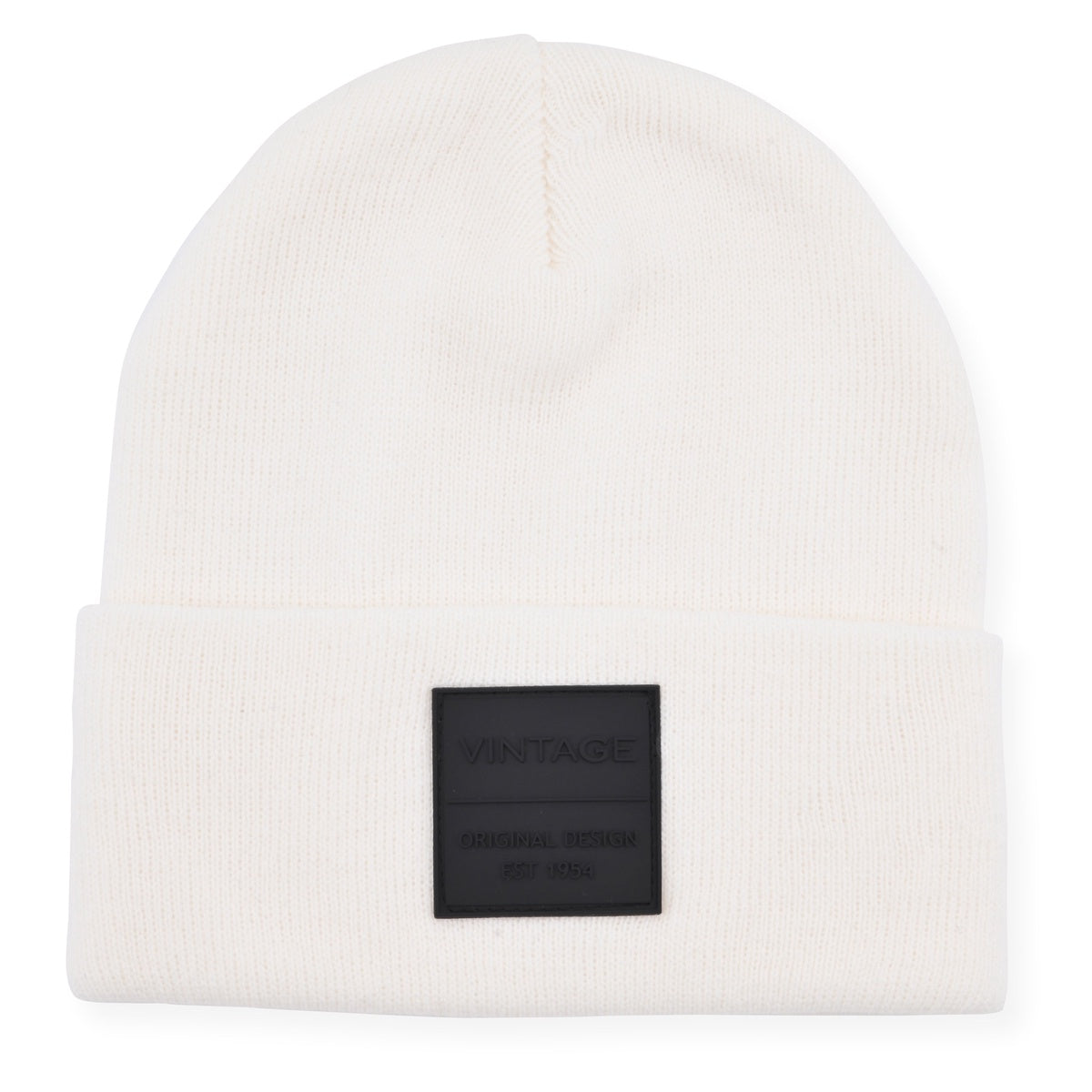Vintage Havana Off White Beanie for Women & Men | Thick Cuffed Knitted Winter Hat Beanies Unisex Skull Caps| Vintage Logo Patch