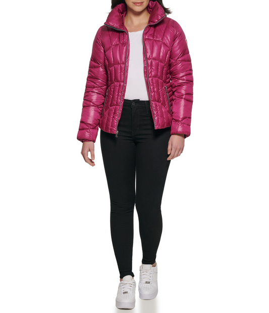 Quilted Puffer Jacket Magenta