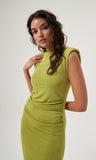 Mzl Sleeveless Gathered Dress Green Apparel