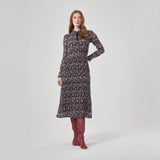Long Sleve Printed Midi Dress