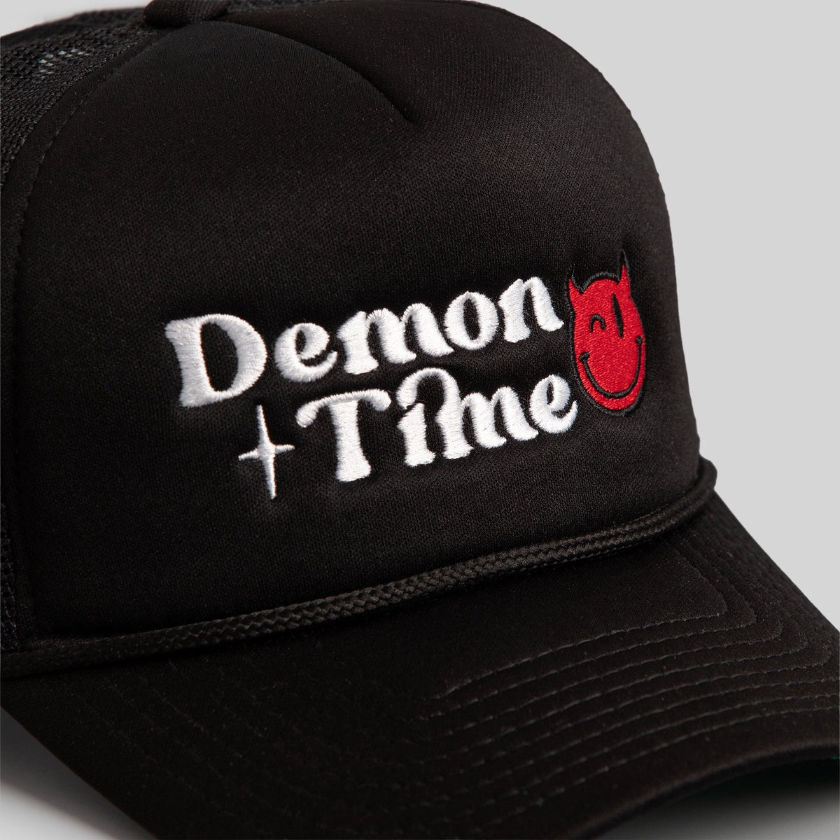 DEMON TIME BLACK TRUCKER HAT - RED DEVIL