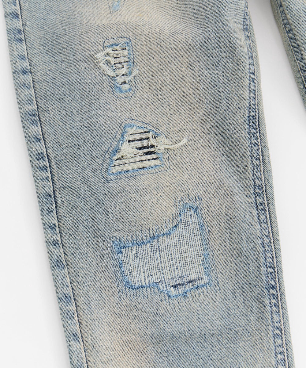 Pearls Chain Denim Jeans - Dark Blue