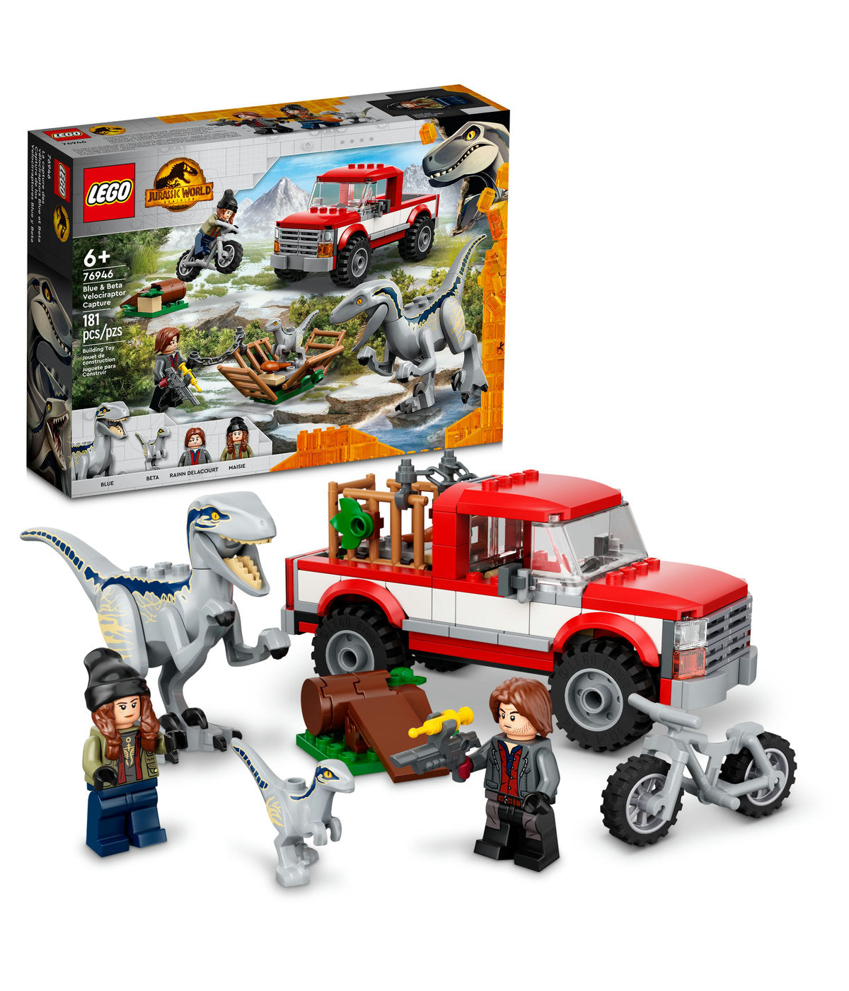 LEGO Jurassic World Blue & Beta Velociraptor Capture 76946 Building Kit (181 Pieces)