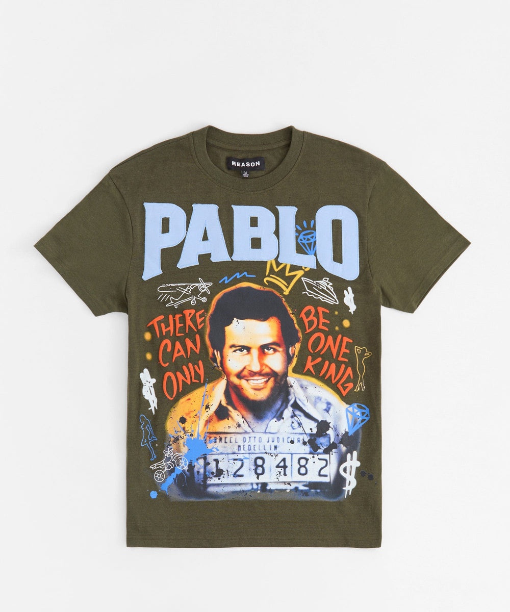Pablo Graffiti Applique Short Sleeve Tee - Green