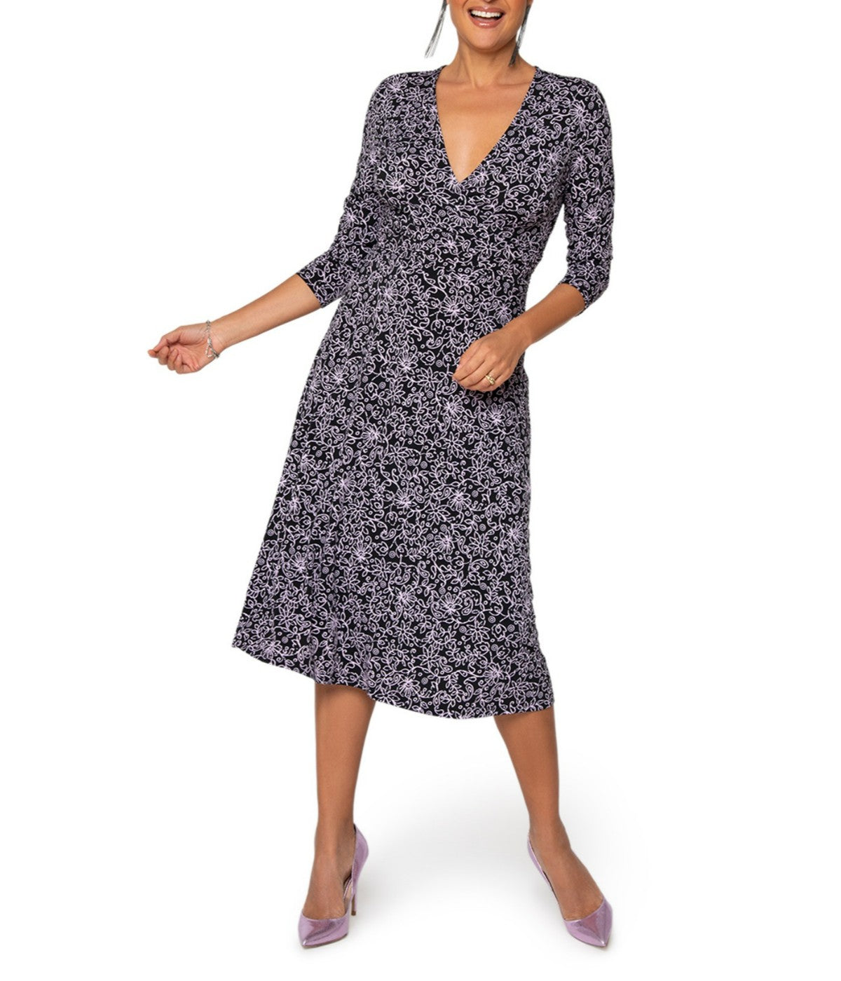 Batik Floral Black/ Lilac Breeze