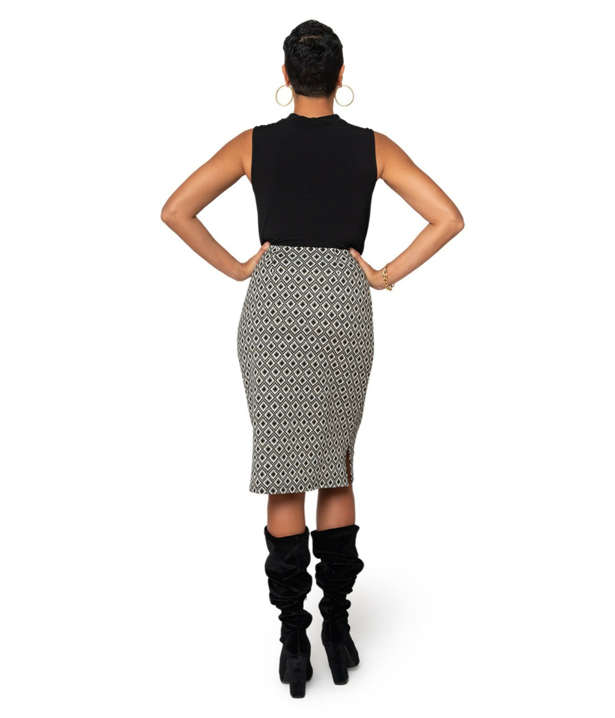 Diamond Mosaic Jacquard Black/ Gold