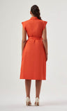 Mzl Belted Sleevless Midi Pomegranate Flower Dress Apparel