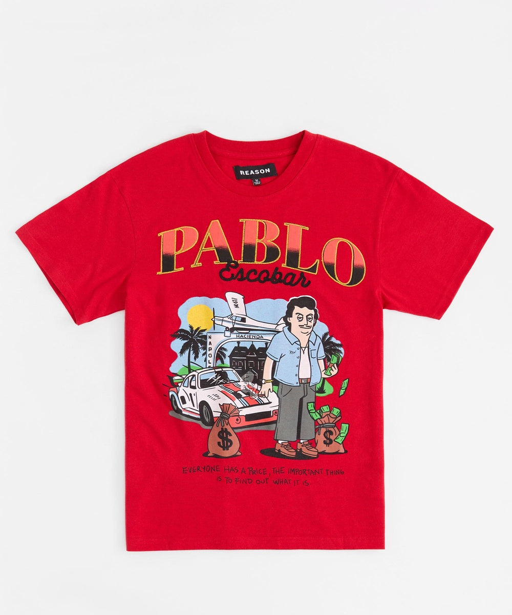 Pablo Cartoon Applique Short Sleeve Tee - Red RTD