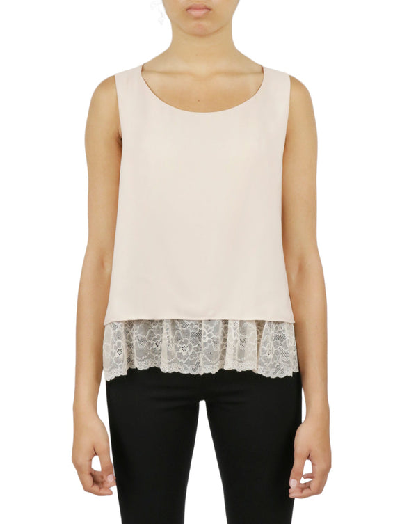 White Embroidery Lace Trim Hollow-Out Halter Tank Top